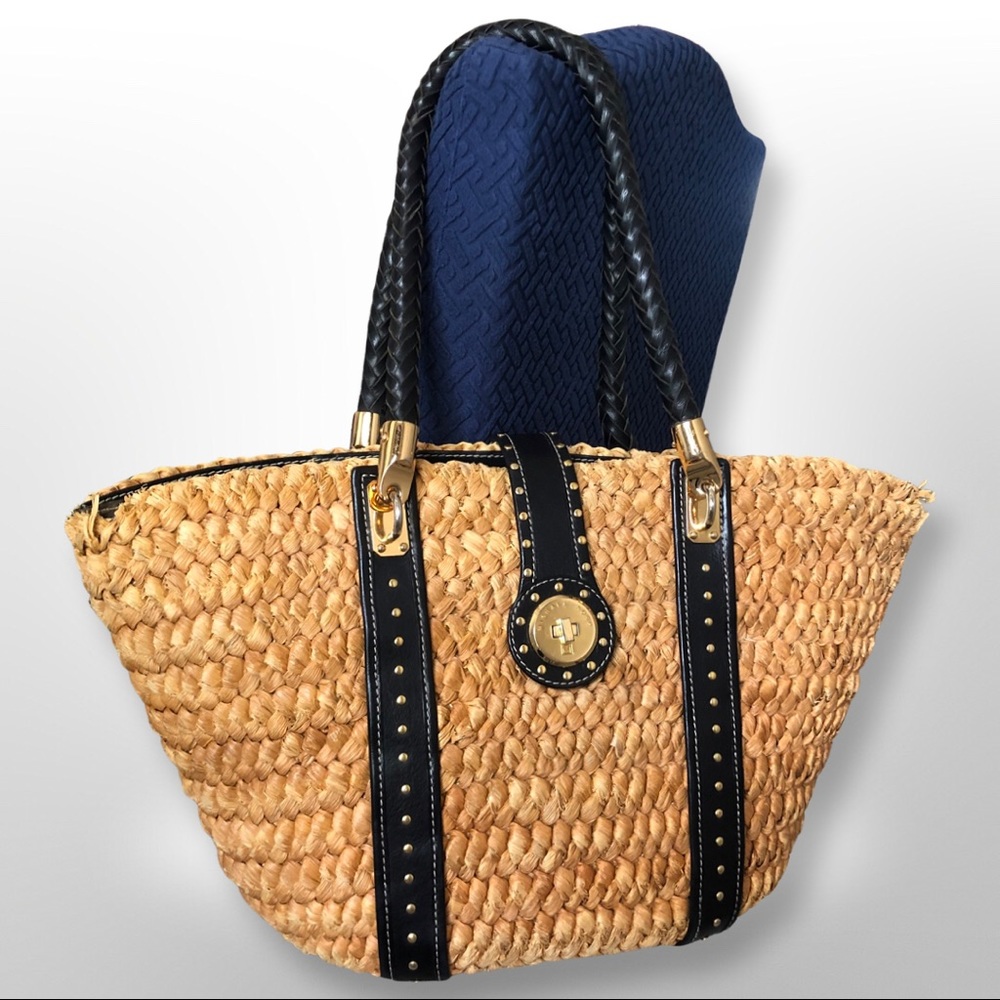 Michael Kors Straw Bag with Braided Leather Shoulder Straps